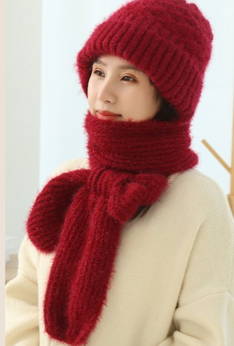 Amandine - Ensemble d'Hiver Mohair Doux avec Bonnet et Écharpe