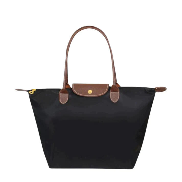 Olivia - Sac Tote en Nylon avec Poignées en Cuir Marron