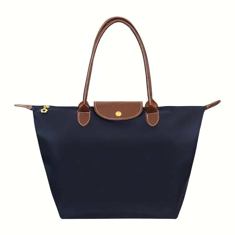 Olivia - Sac Tote en Nylon avec Poignées en Cuir Marron