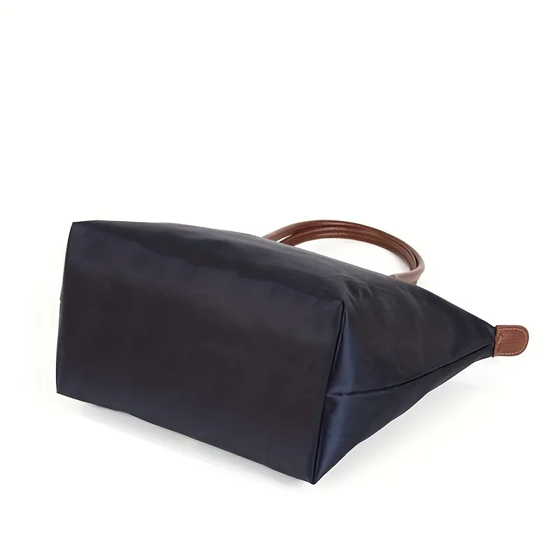 Olivia - Sac Tote en Nylon avec Poignées en Cuir Marron
