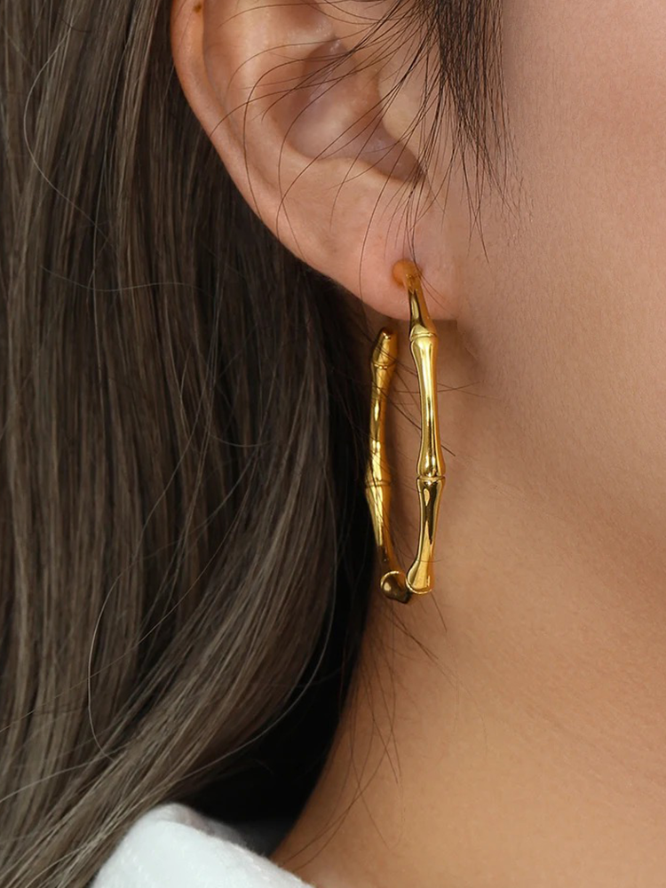 Lydiane - Boucles d'Oreilles Bamboos Or