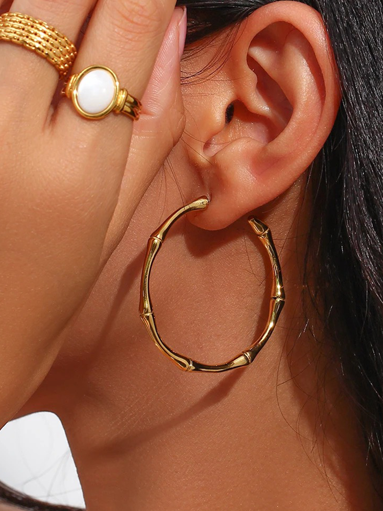 Lydiane - Boucles d'Oreilles Bamboos Or