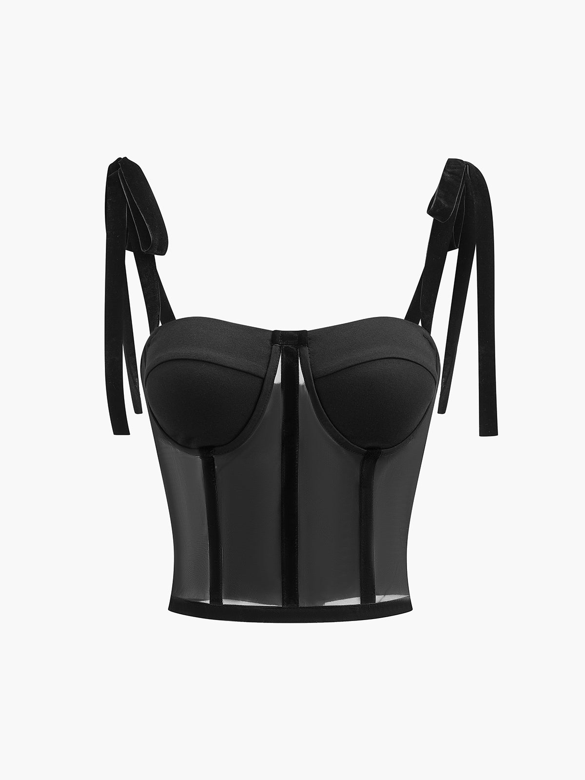 Sidonie – Top Corset Transparent avec Bretelles à Nouer sur les Épaules