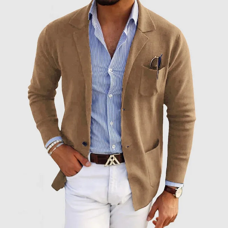 Sacha – Gilet Cardigan Doux à Manches Longues avec Col pour Homme