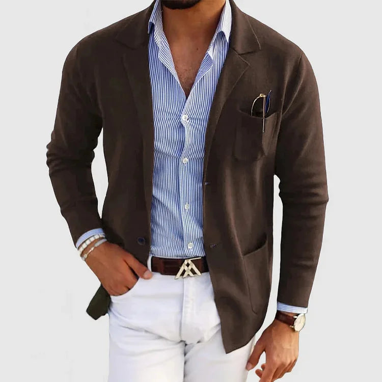 Sacha – Gilet Cardigan Doux à Manches Longues avec Col pour Homme