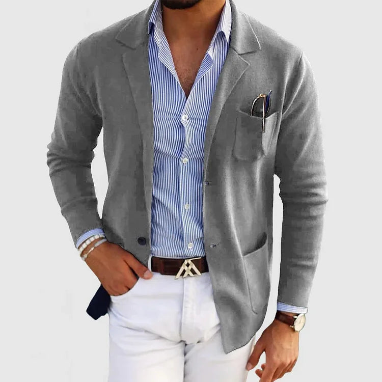 Sacha – Gilet Cardigan Doux à Manches Longues avec Col pour Homme