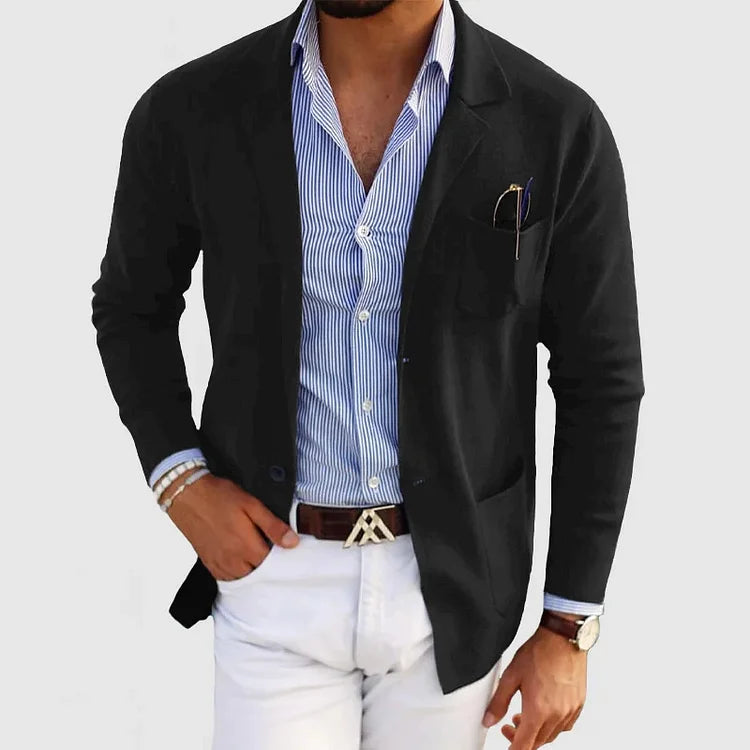 Sacha – Gilet Cardigan Doux à Manches Longues avec Col pour Homme