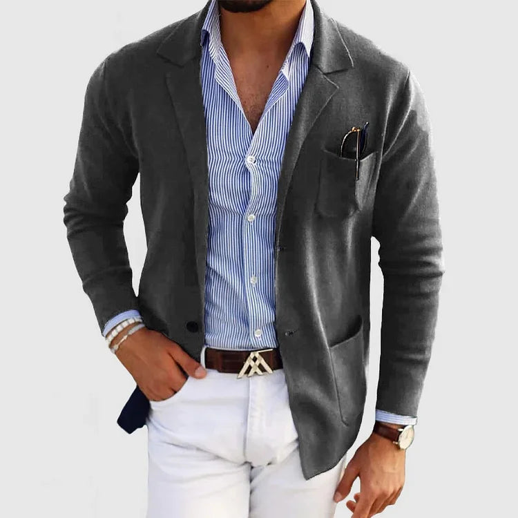 Sacha – Gilet Cardigan Doux à Manches Longues avec Col pour Homme