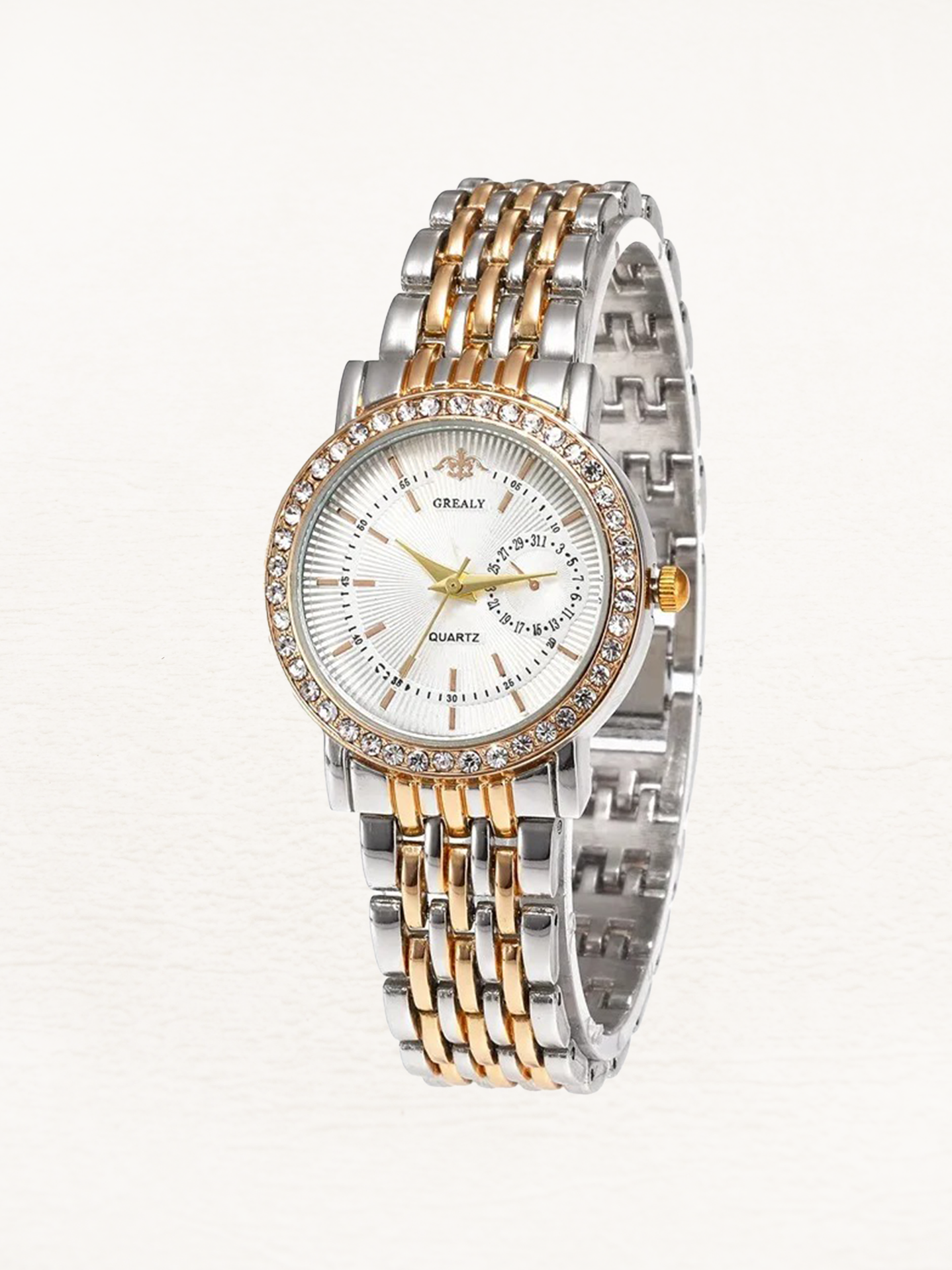 Jade - Montre Femme RVS avec Zirconia Or-Argent Blanc