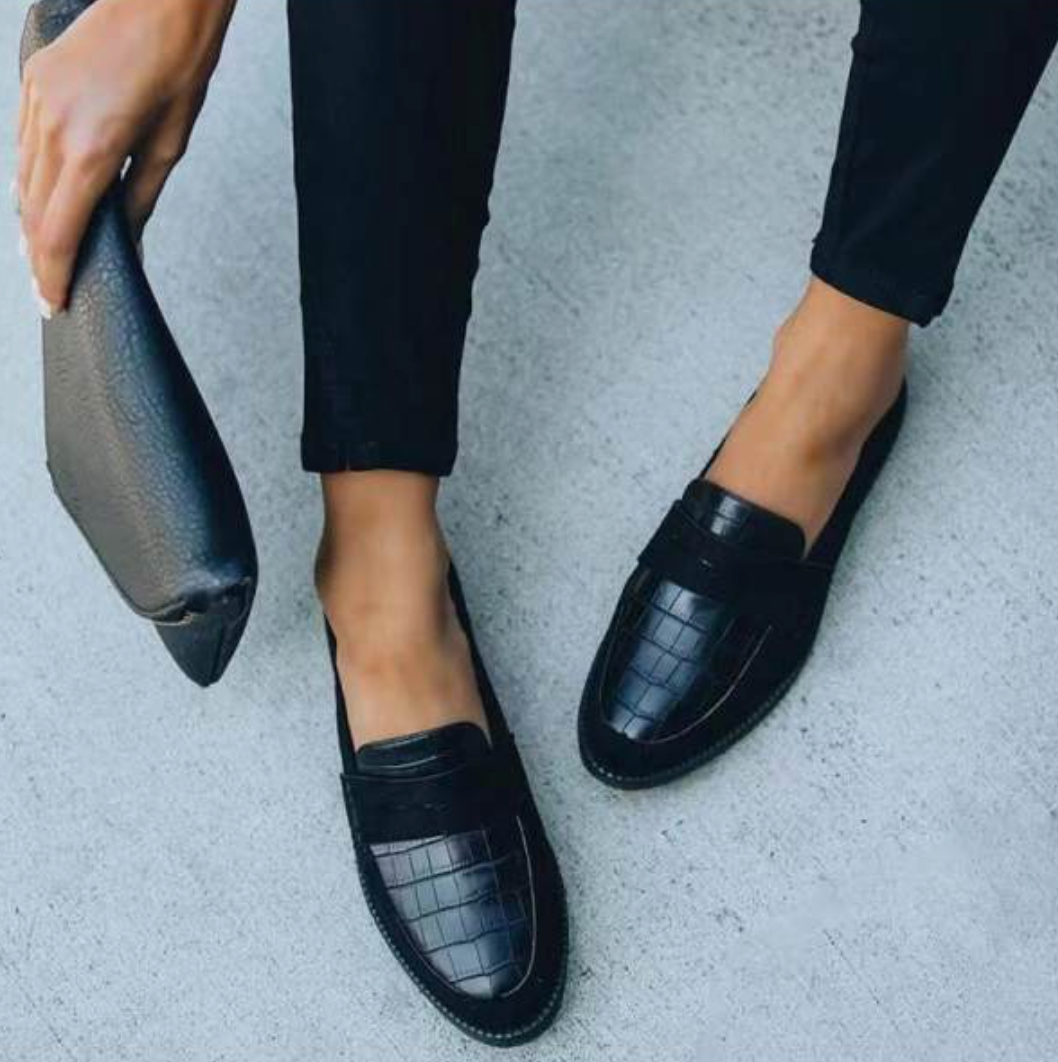 Éloïse - Mocassins Noirs à Motif Croco