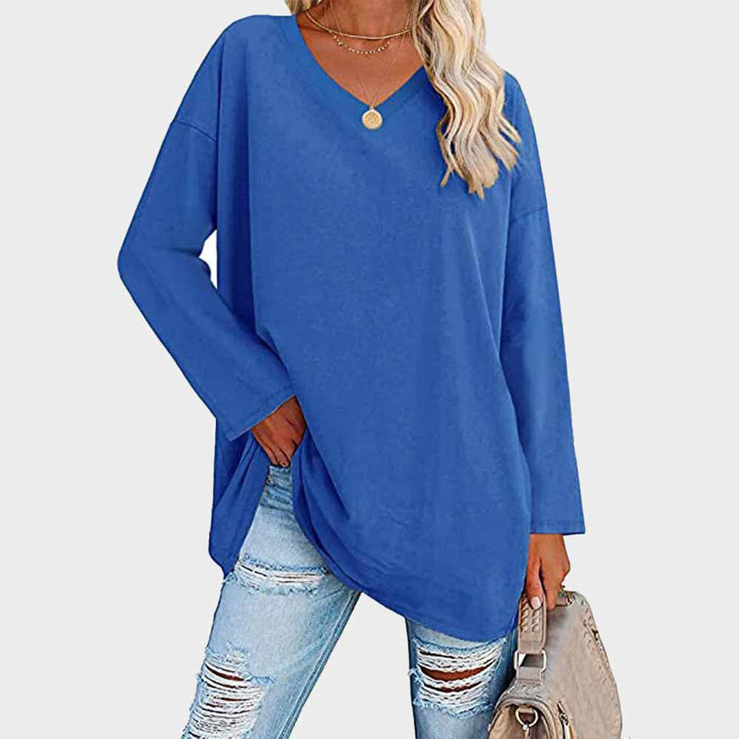 Isa - Top à manches longues décolleté en V, casual chic