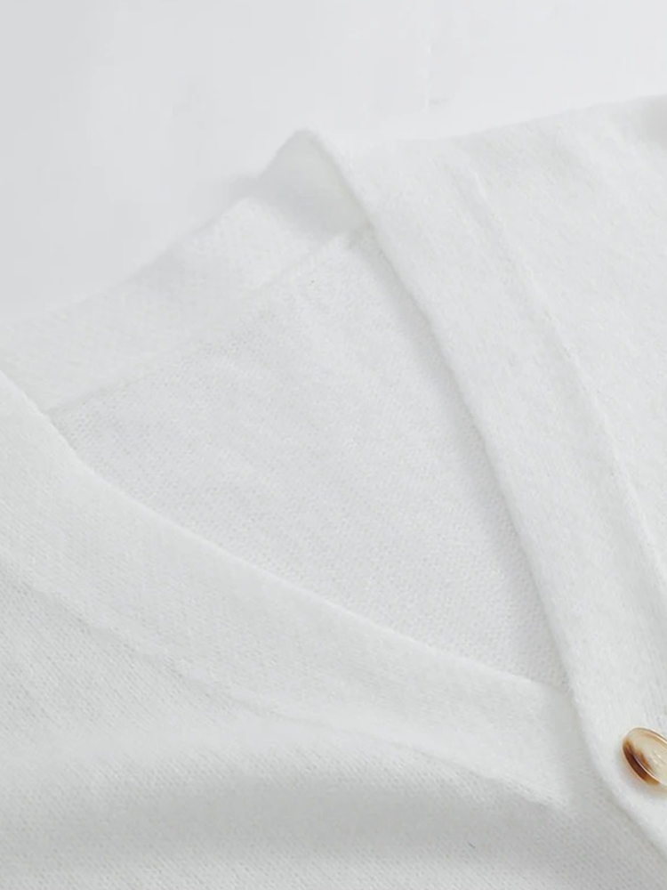 Adèle - Gilet Élégant Femme | Gilet à Boutons | Pull Femme Marron/Blanc