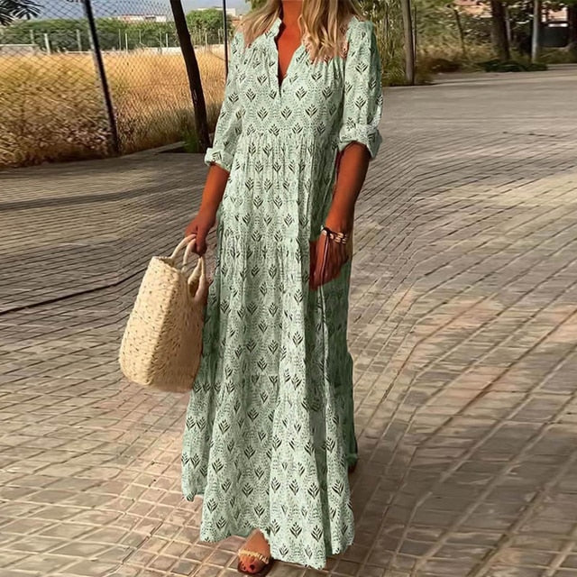 Charlotte - Robe maxi à imprimé floral bohème