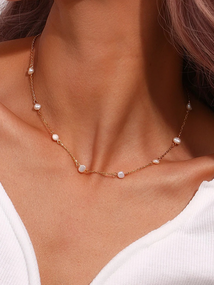 Laury - Collier Perles d'Eau Douce Or