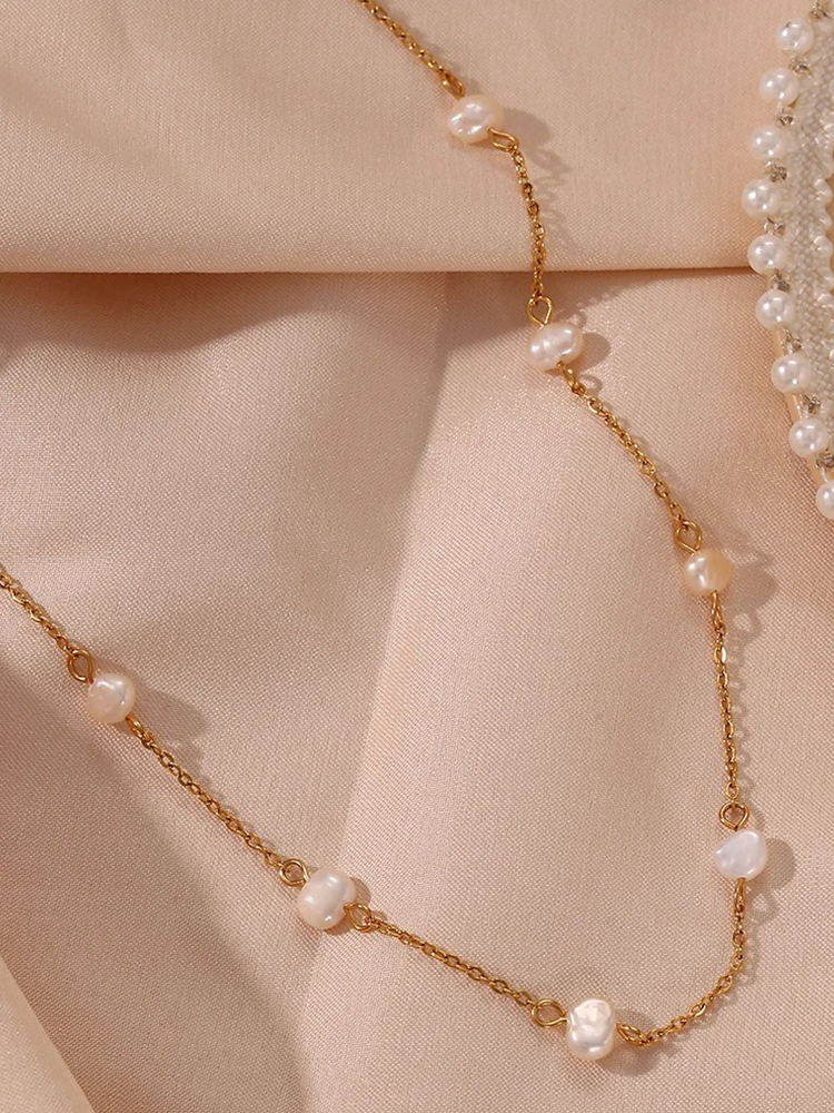 Laury - Collier Perles d'Eau Douce Or