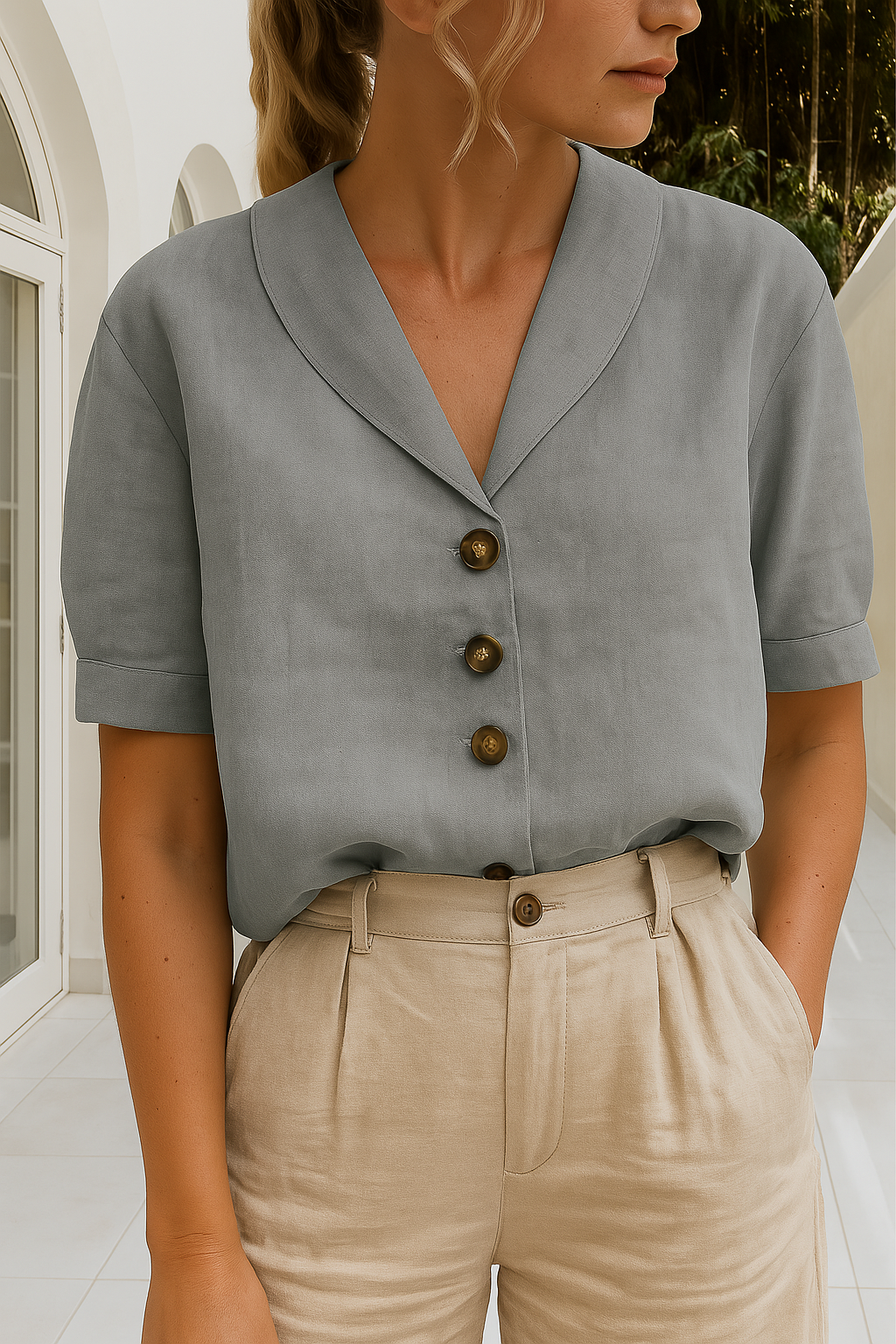 Mia – Chemise en lin boutonnée