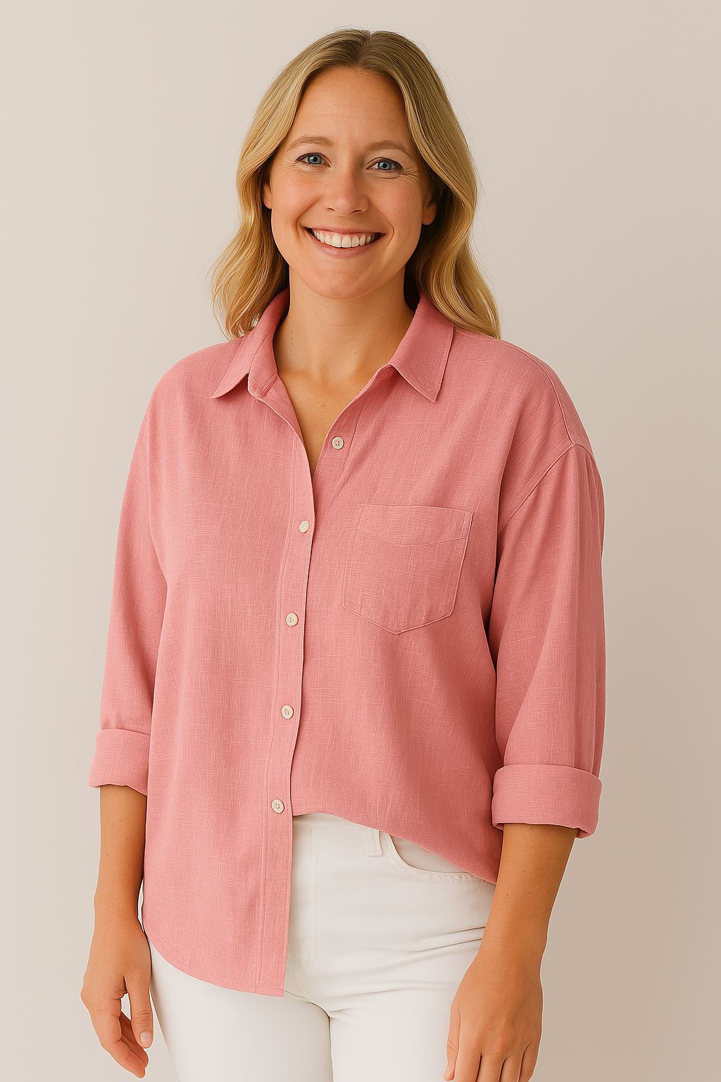 Eve - Blouse en Lin avec Poche sur la Poitrine