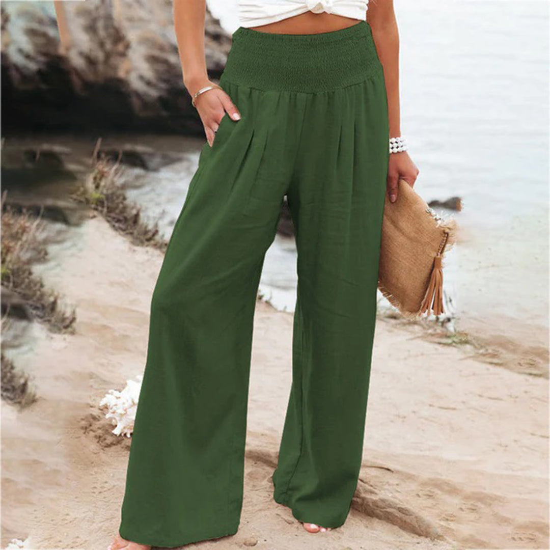 Maëlle - Pantalon Taille Haute à Jambes Évasées