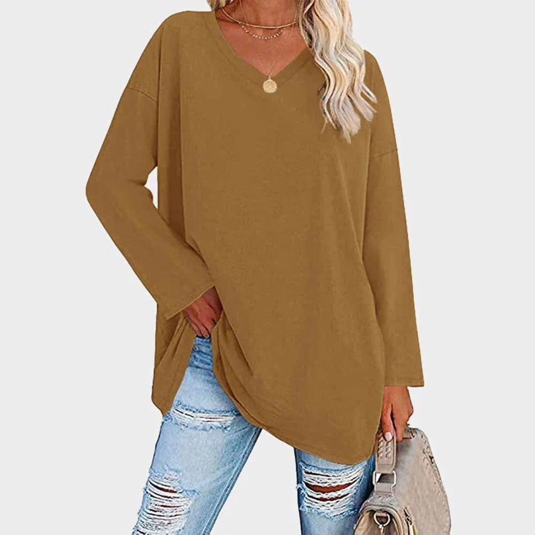 Isa - Top à manches longues décolleté en V, casual chic
