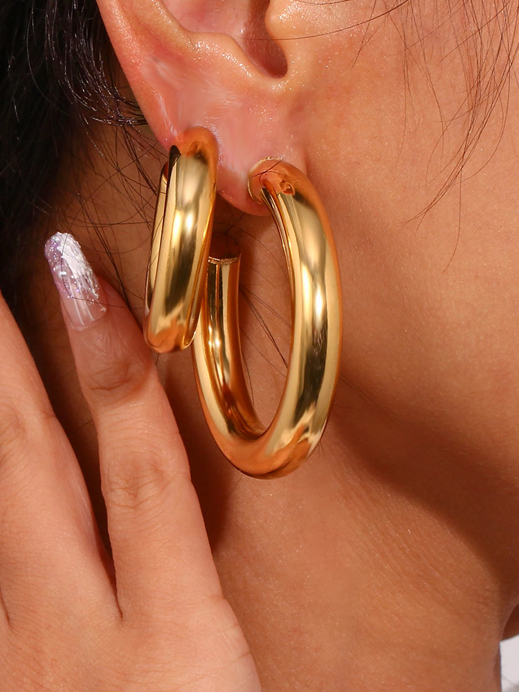 Louane - Boucles d'Oreilles Chunky Or 50 mm