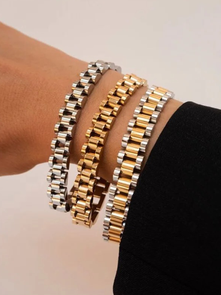 Liane - Bracelet Large Maillons Or-Argent
