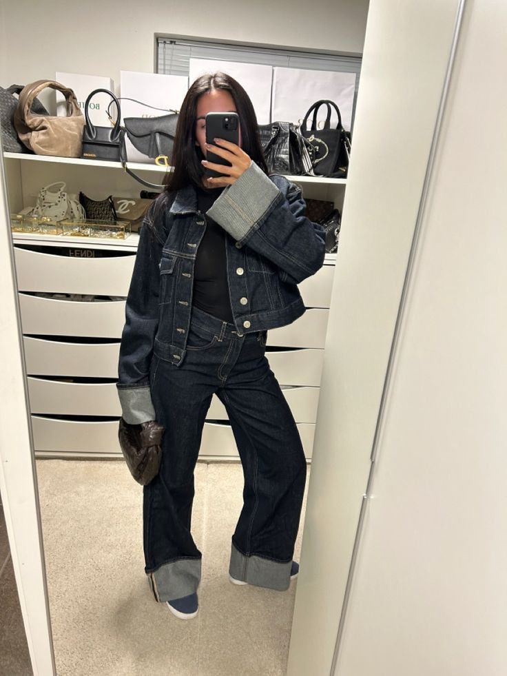 Mia - Ensemble veste en denim et jeans évasés