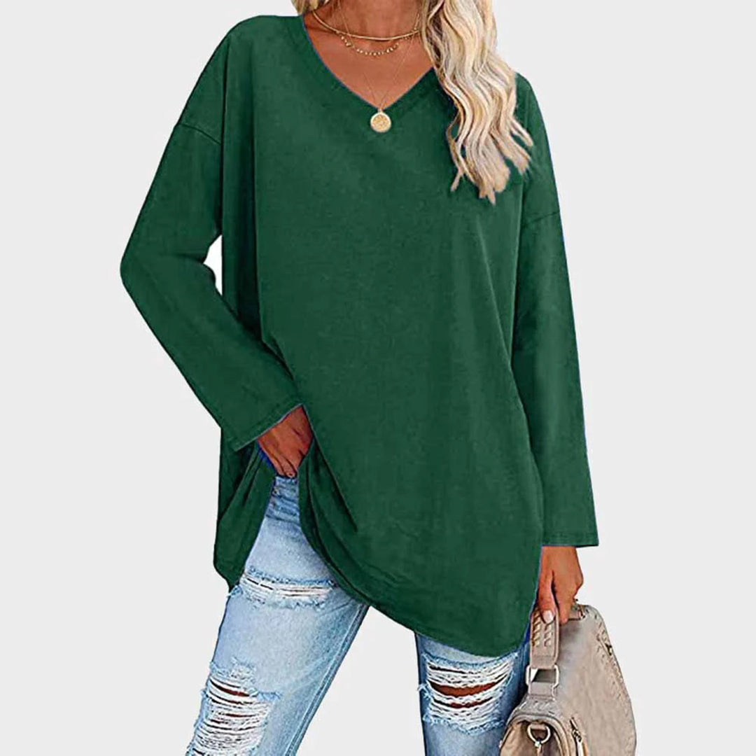 Isa - Top à manches longues décolleté en V, casual chic
