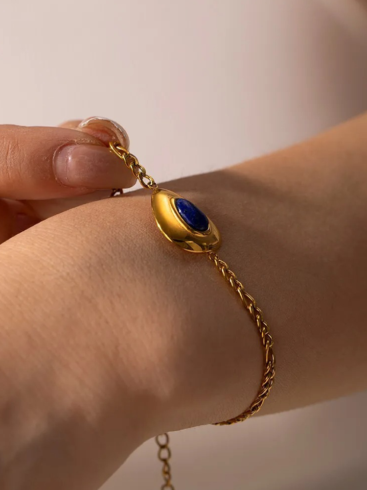 Marguerite - Bracelet en Lapis Lazuli Hanna Pierre Précieuse Or