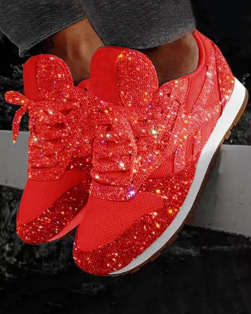 Paige - Baskets Muffin avec Lacets et Paillettes