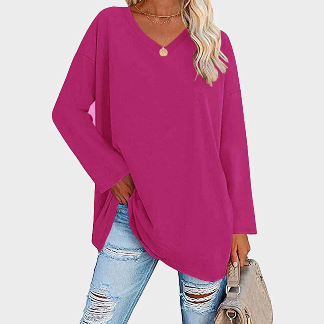 Isa - Top à manches longues décolleté en V, casual chic