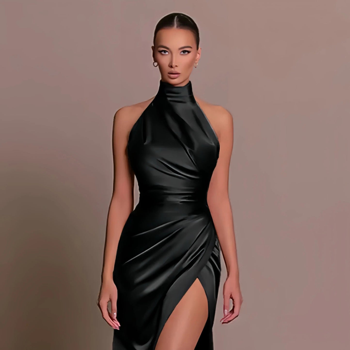 Isabella - Robe de Soirée Satinée à Fente Haute