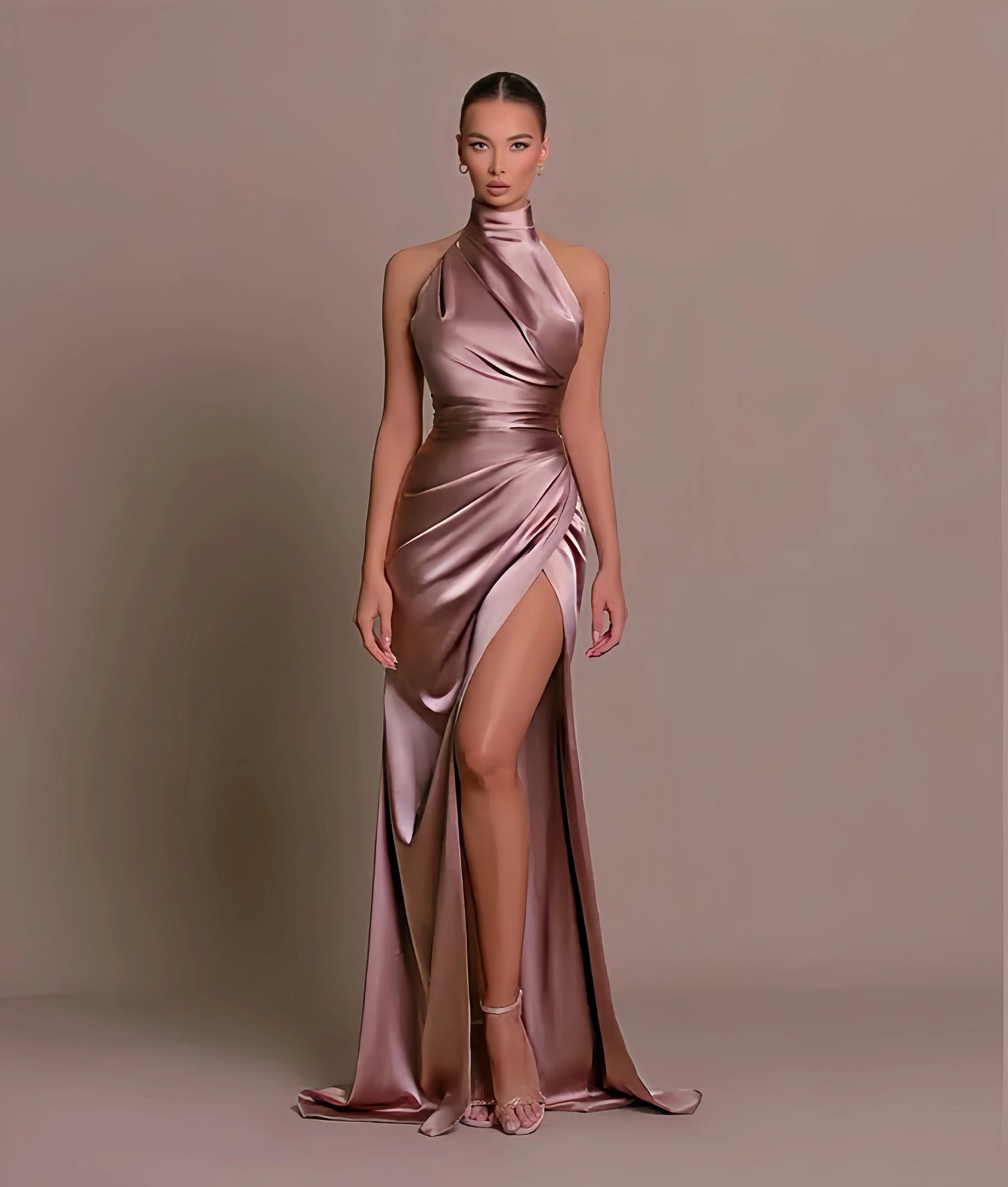 Isabella - Robe de Soirée Satinée à Fente Haute