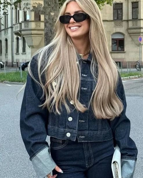 Mia - Ensemble veste en denim et jeans évasés