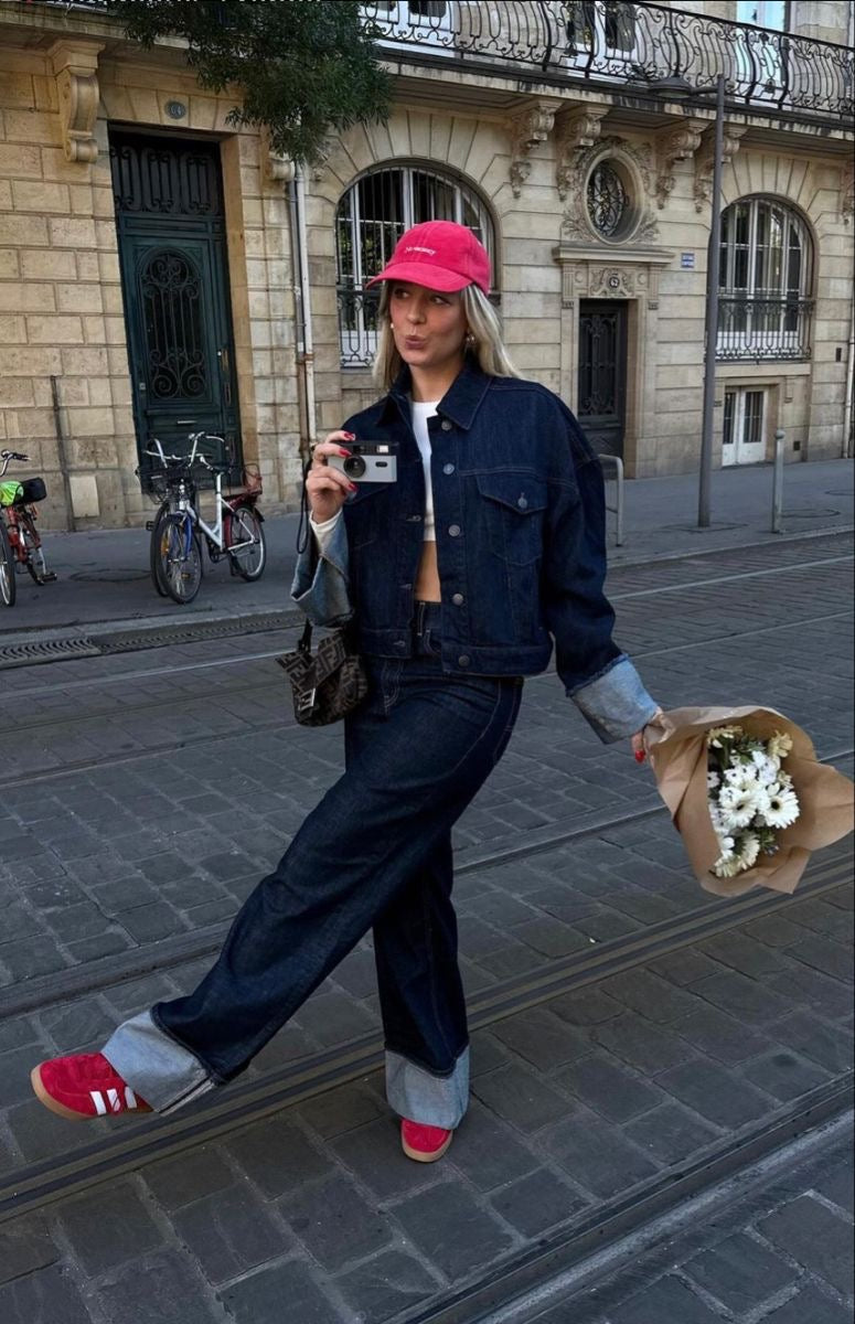Mia - Ensemble veste en denim et jeans évasés