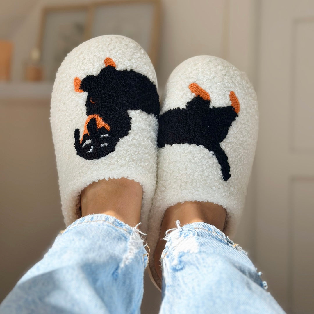 Bénédicte - Chaussons slip-on de luxe avec imprimé teckel