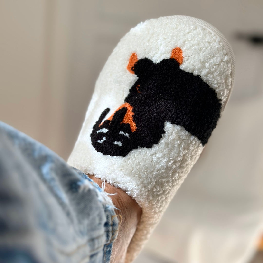 Bénédicte - Chaussons slip-on de luxe avec imprimé teckel