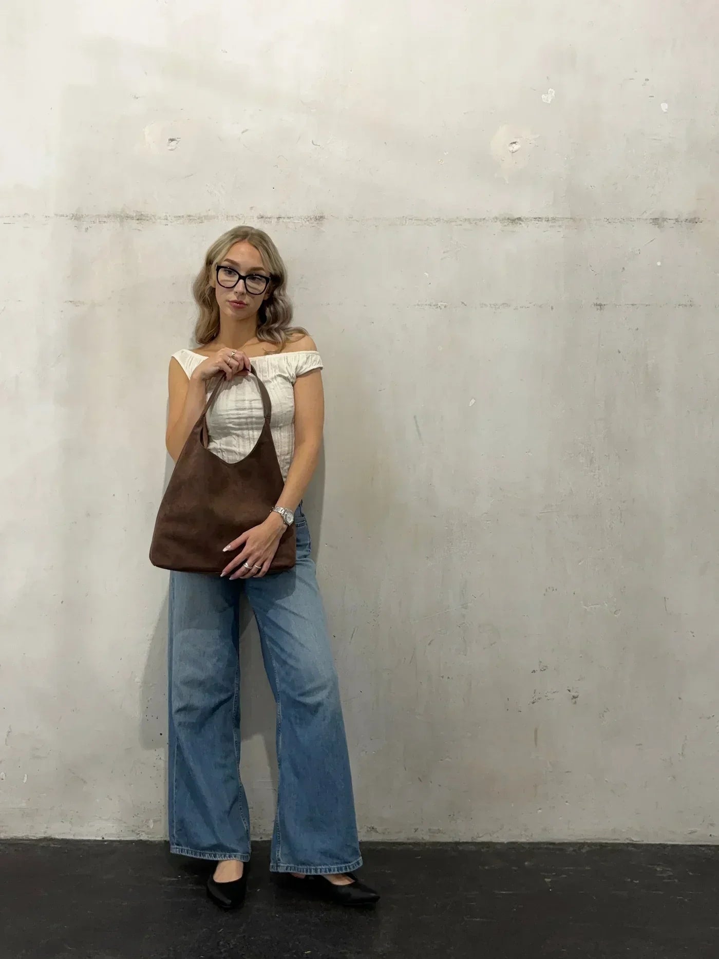 Inès - Sac à Épaule en Daim Doux