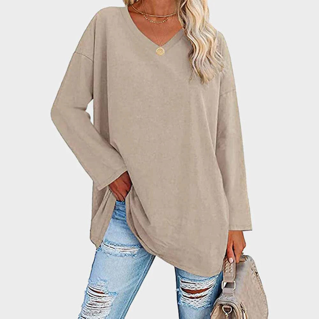 Isa - Top à manches longues décolleté en V, casual chic