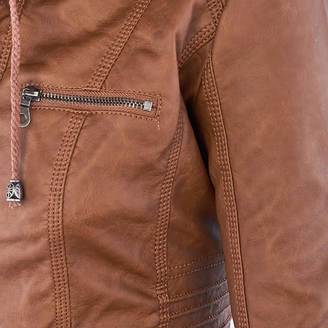 Jonny - Veste en Cuir à Capuche pour Femme