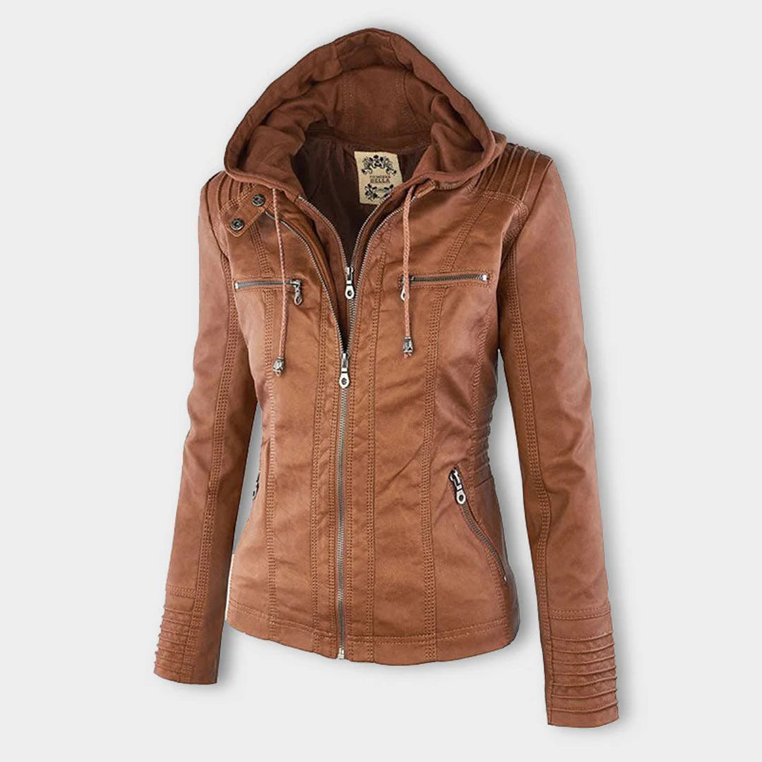 Jonny - Veste en Cuir à Capuche pour Femme