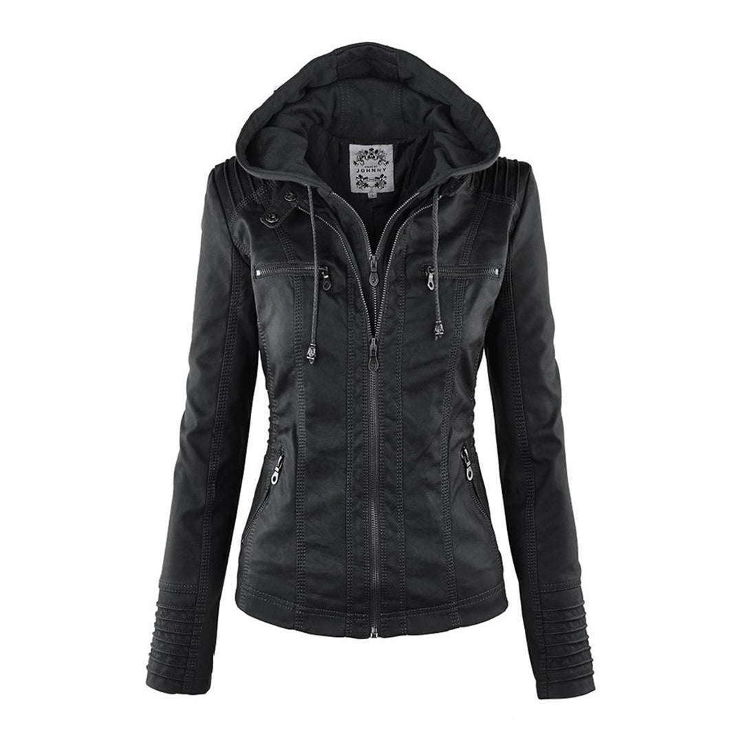 Jonny - Veste en Cuir à Capuche pour Femme