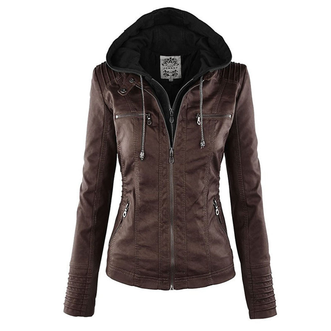 Jonny - Veste en Cuir à Capuche pour Femme