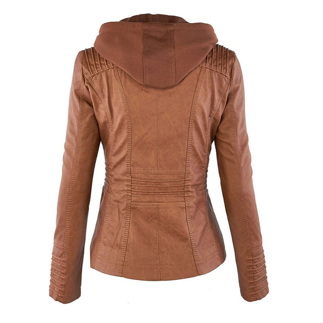 Jonny - Veste en Cuir à Capuche pour Femme