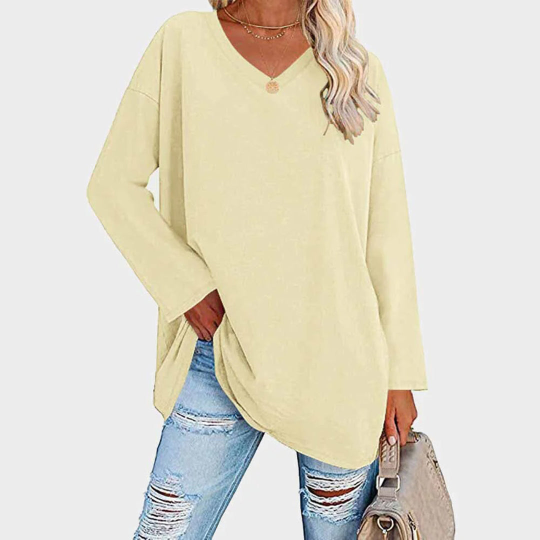 Isa - Top à manches longues décolleté en V, casual chic