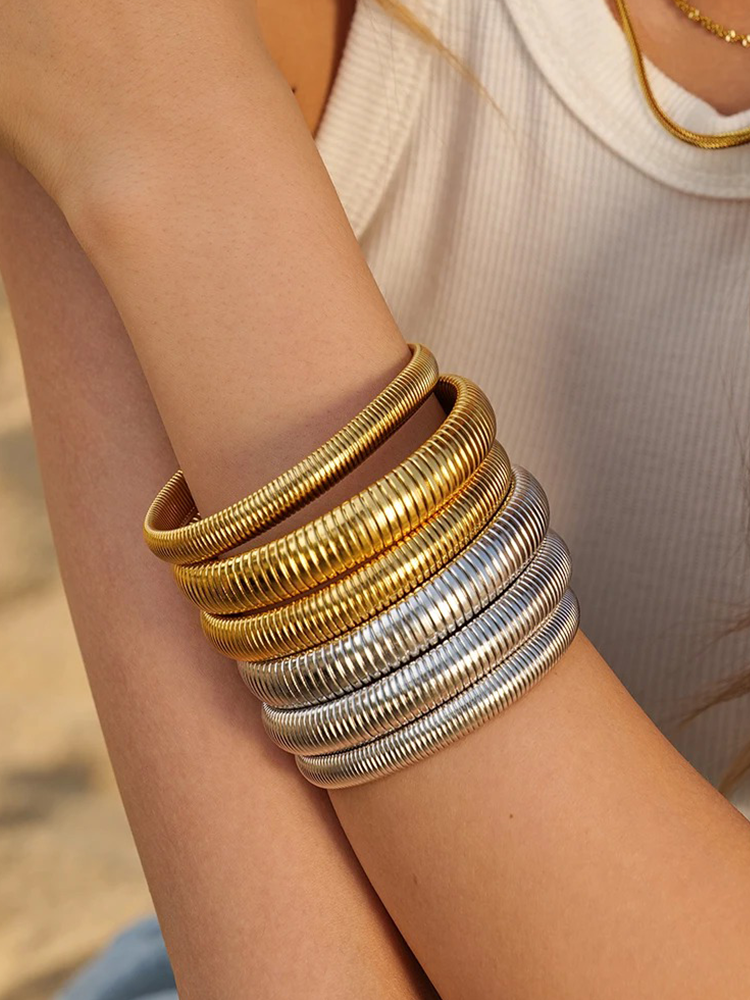 Rachelle - Bracelet Serpent Large Stretch Or