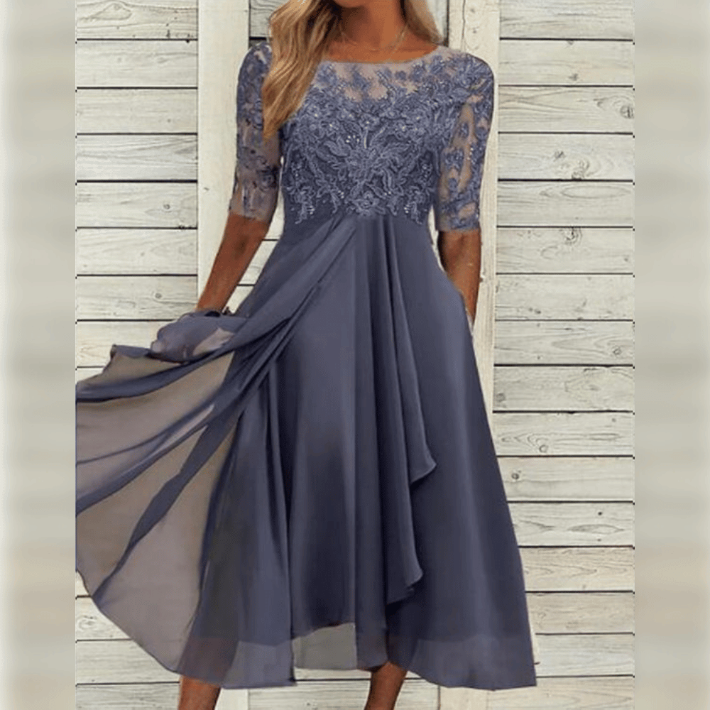 Grace - Robe Midi en Dentelle et Chiffon