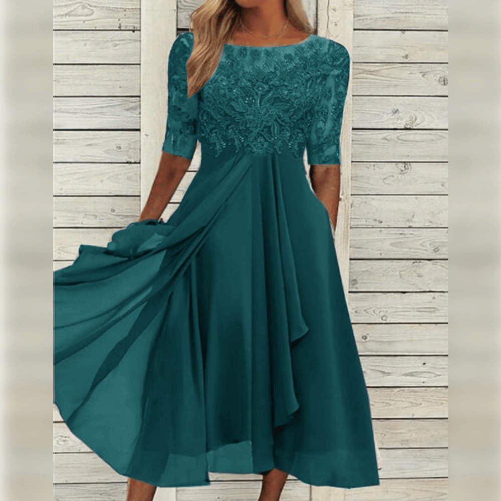 Grace - Robe Midi en Dentelle et Chiffon