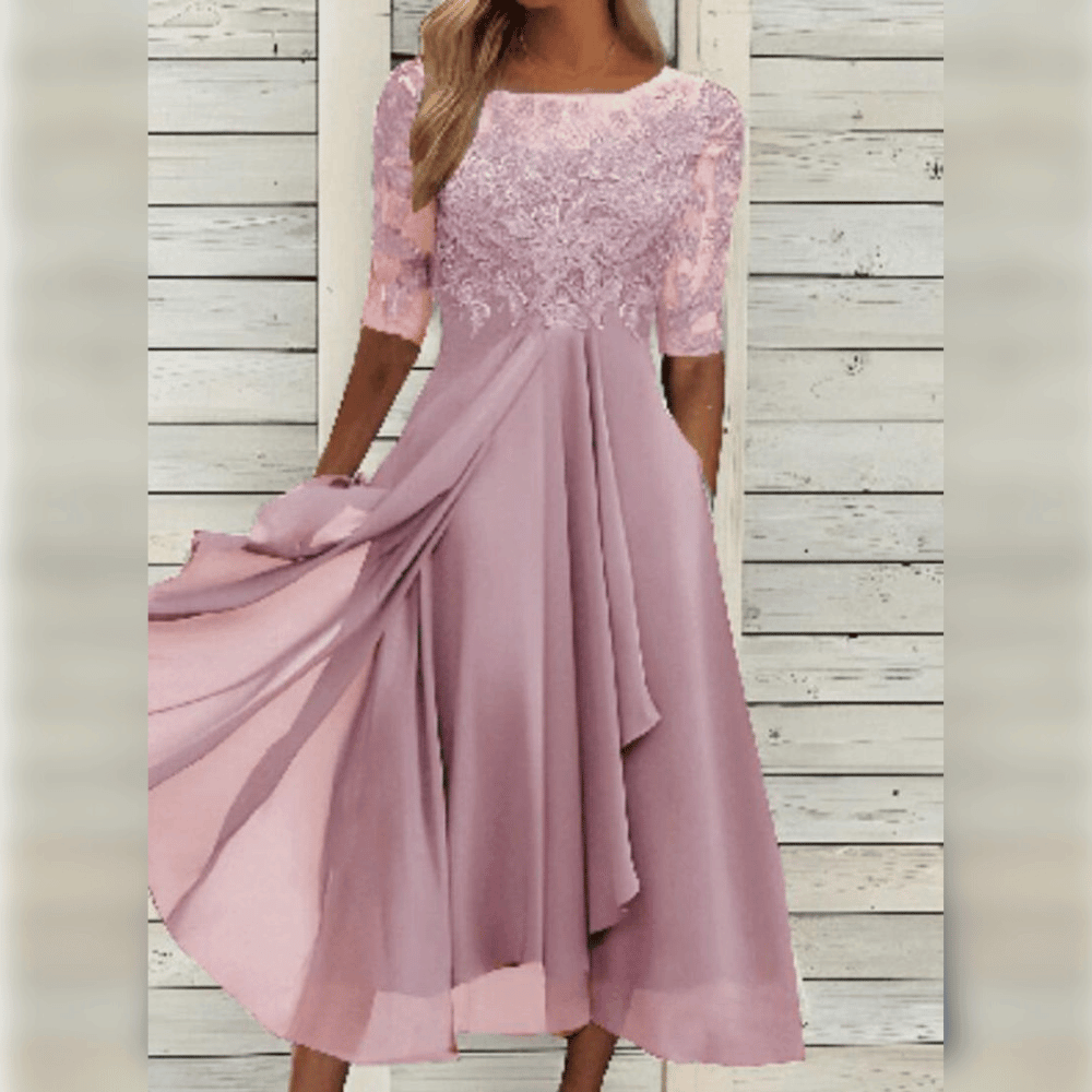 Grace - Robe Midi en Dentelle et Chiffon