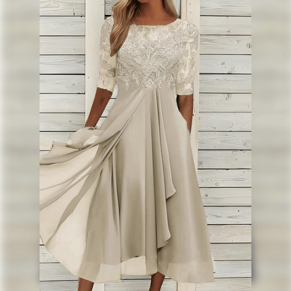 Grace - Robe Midi en Dentelle et Chiffon