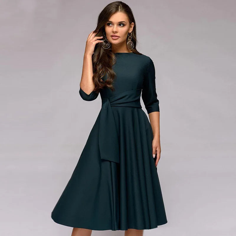 Isabella - Robe midi à encolure cache-cœur
